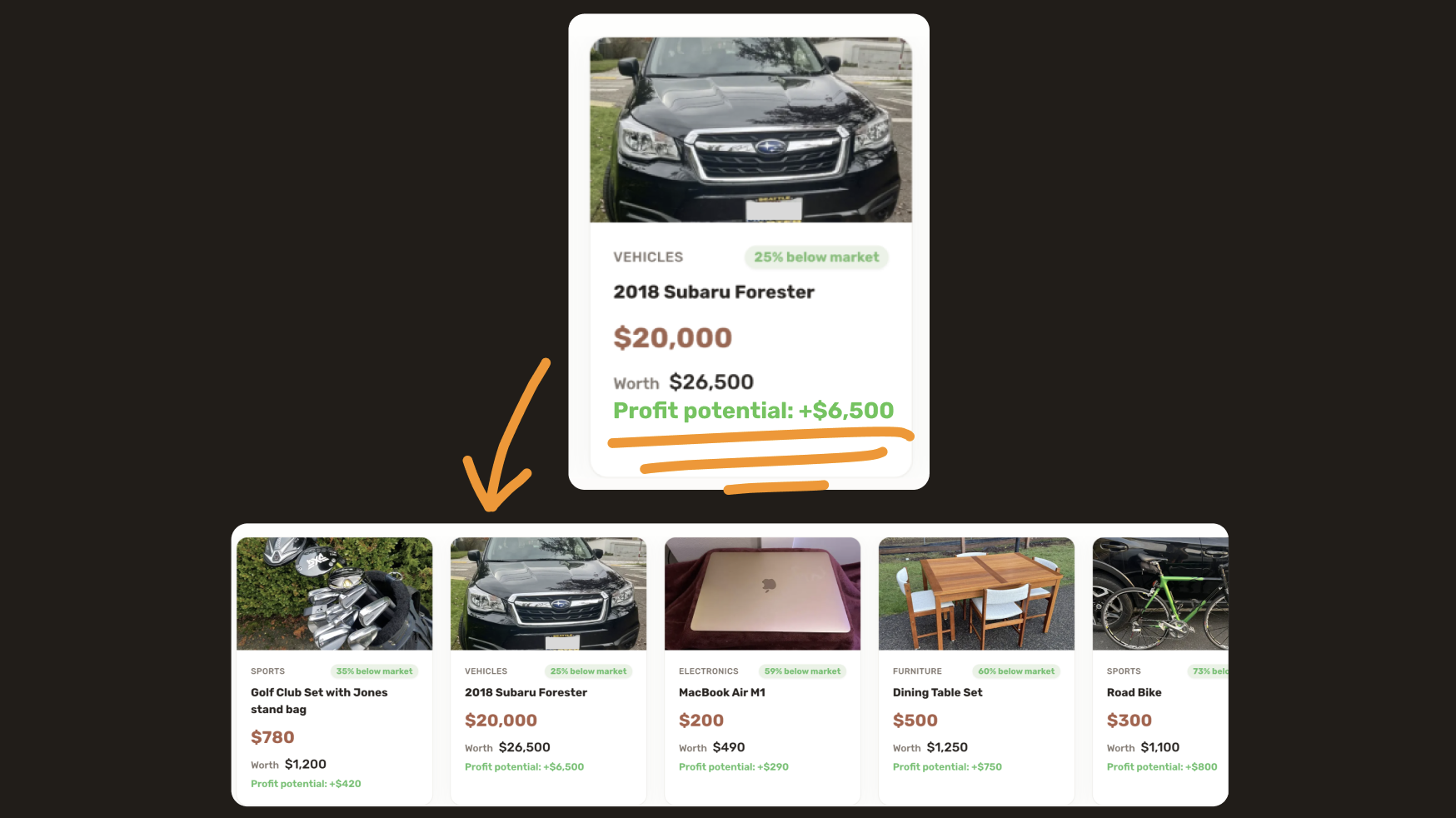 BigFlippa AI scanning online marketplace listings to surface undervalued deals